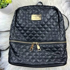 BEBE Danielle Quilted Backpack VeganLambskin Black